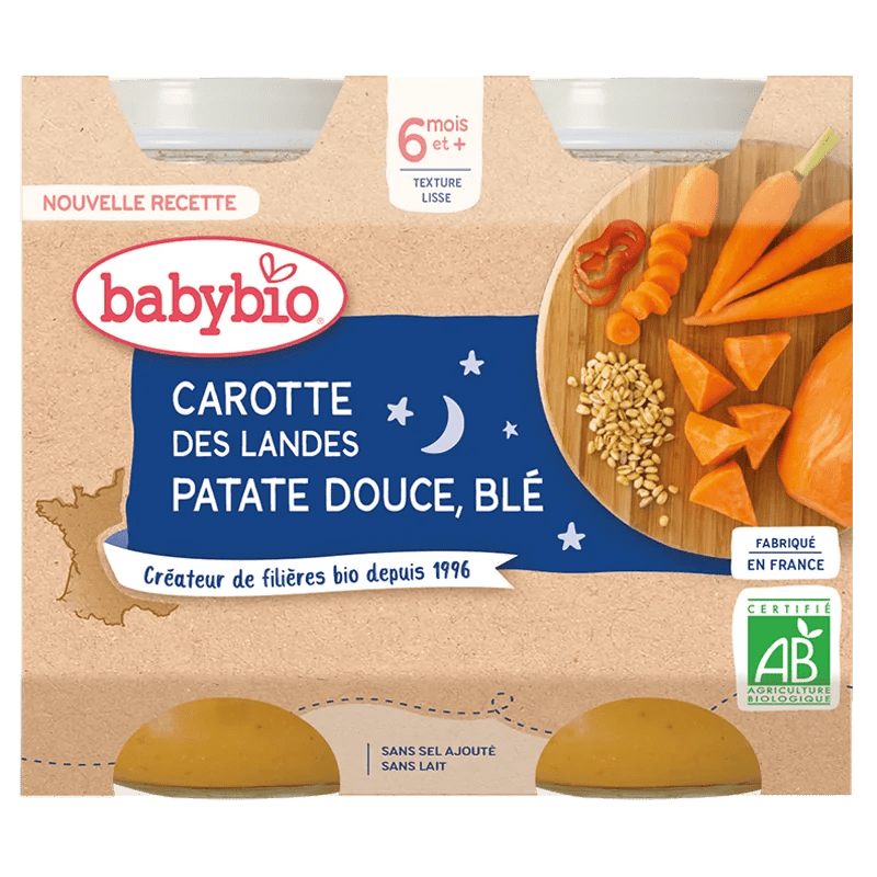 Babybio Petit Pot Bio Carotte Patate Douce Blé 6 Mois+
