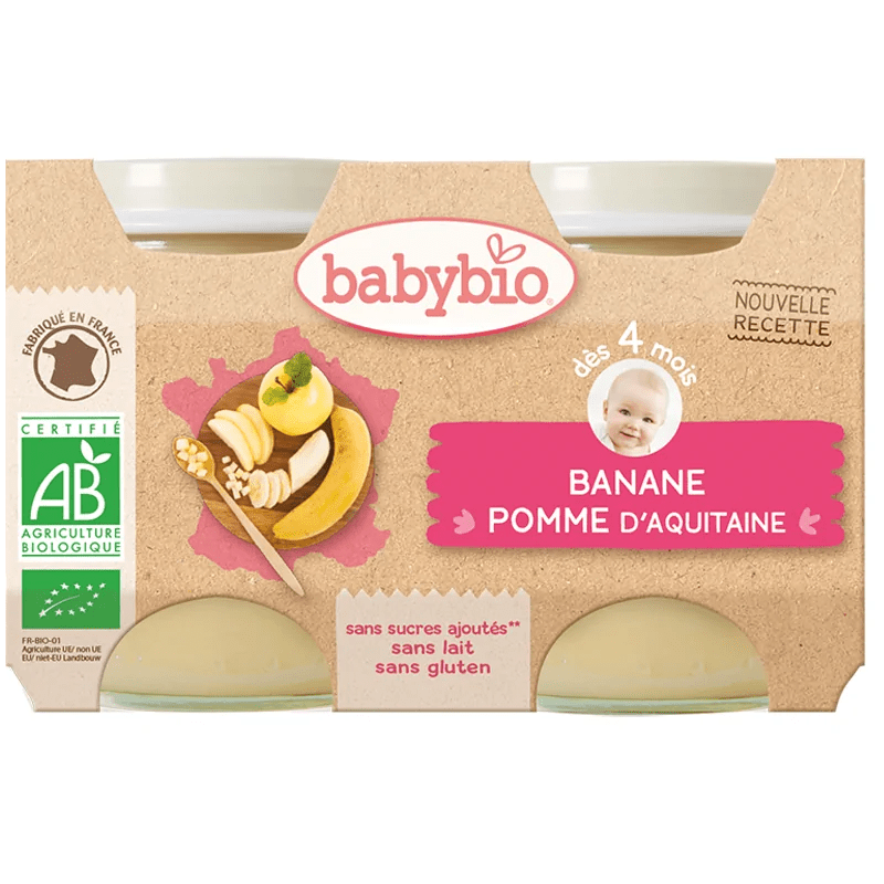 Babybio Purée de Pomme et Banane Bio 2x130G