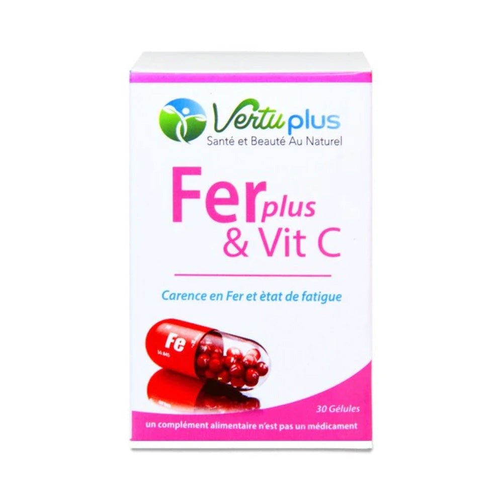 Vertu Plus Complément Alimentaire Fer et Vitamine C - 30 Gélules
