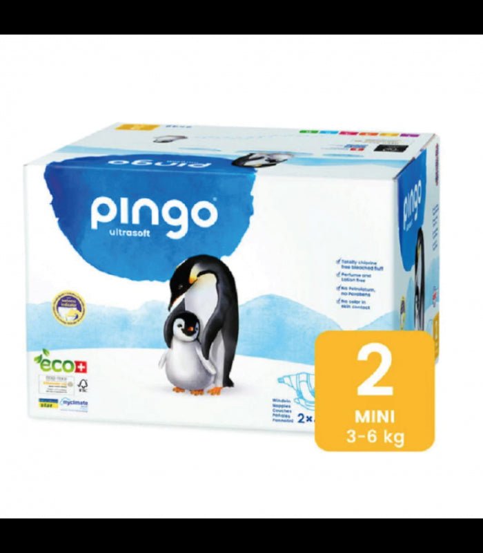PINGO Couches Écologiques Jetables Mini Taille 2 (3-6 kg) –  2 Sachets de 42 Couches