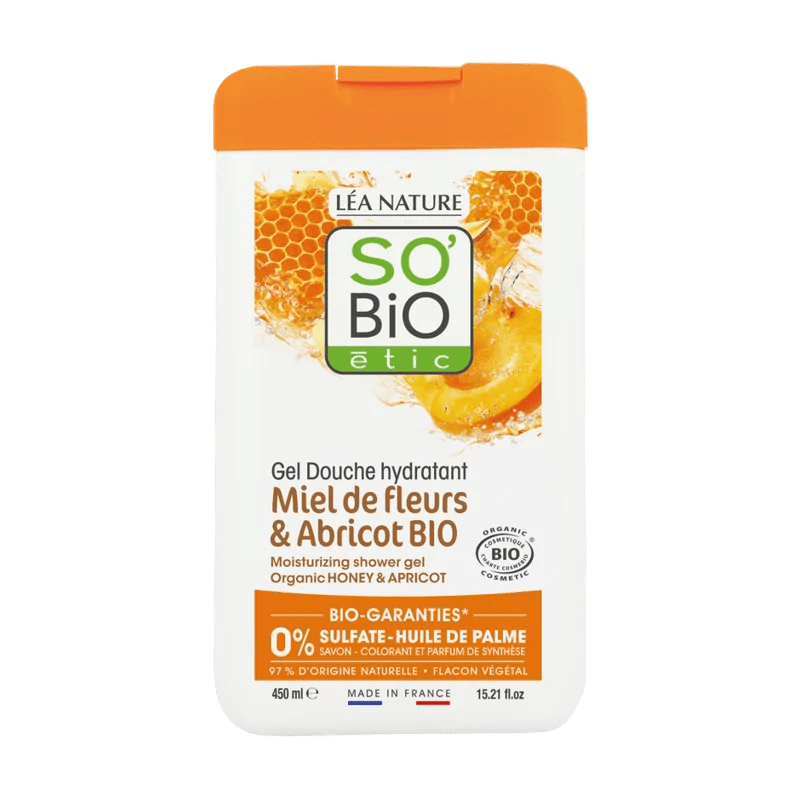 So Bio Gel Douche Hydratant au Miel de Fleurs et Abricot Bio 450 ml