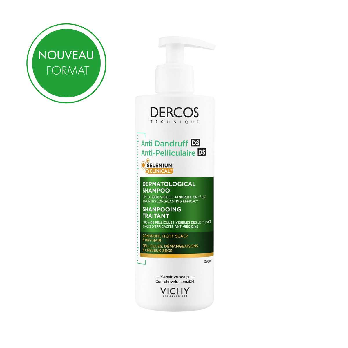 Vichy Dercos Shampooing Antipelliculaire Cheveux Secs 390ml