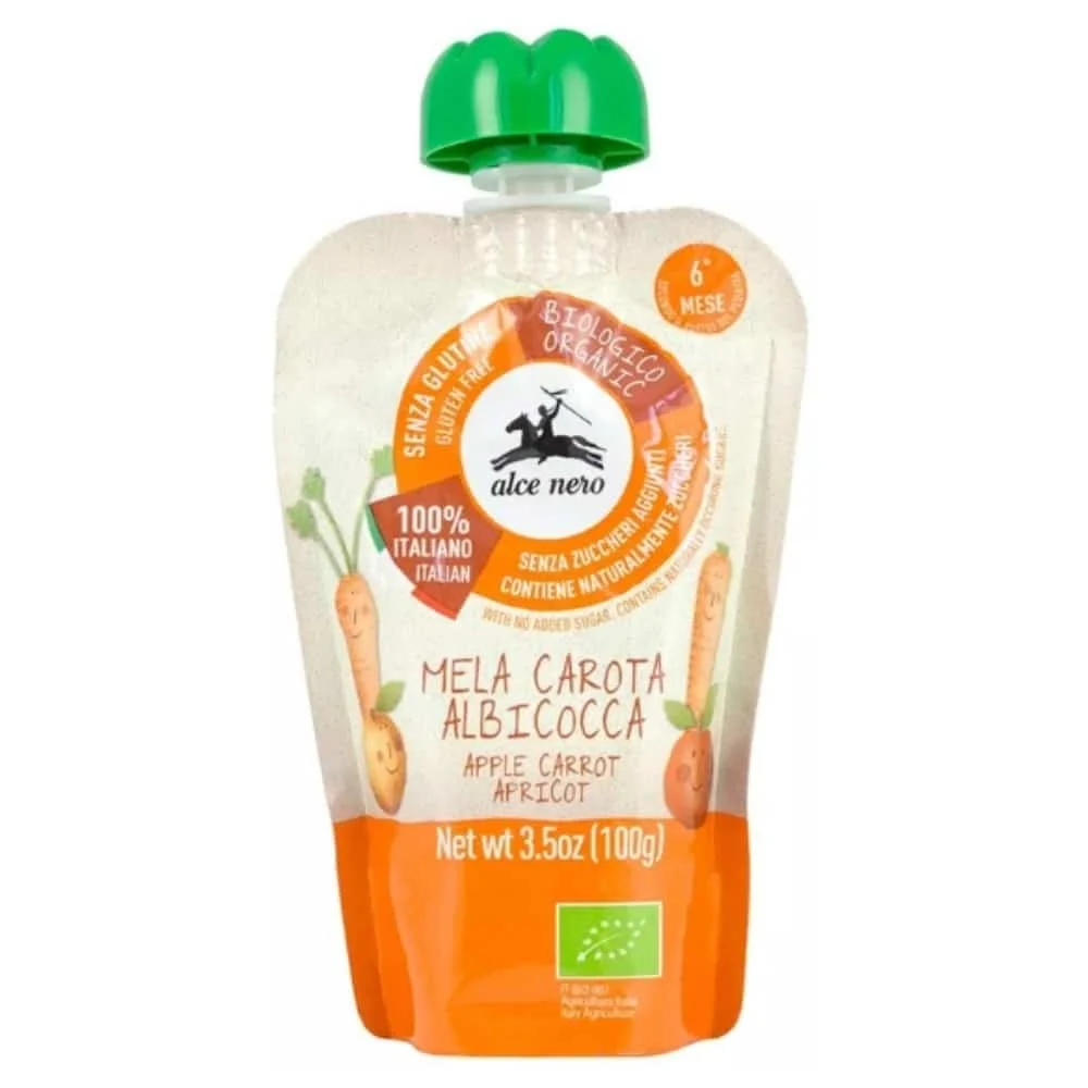 Alce Nero Puree Pomme Carotte Et Abricot Bio 100g