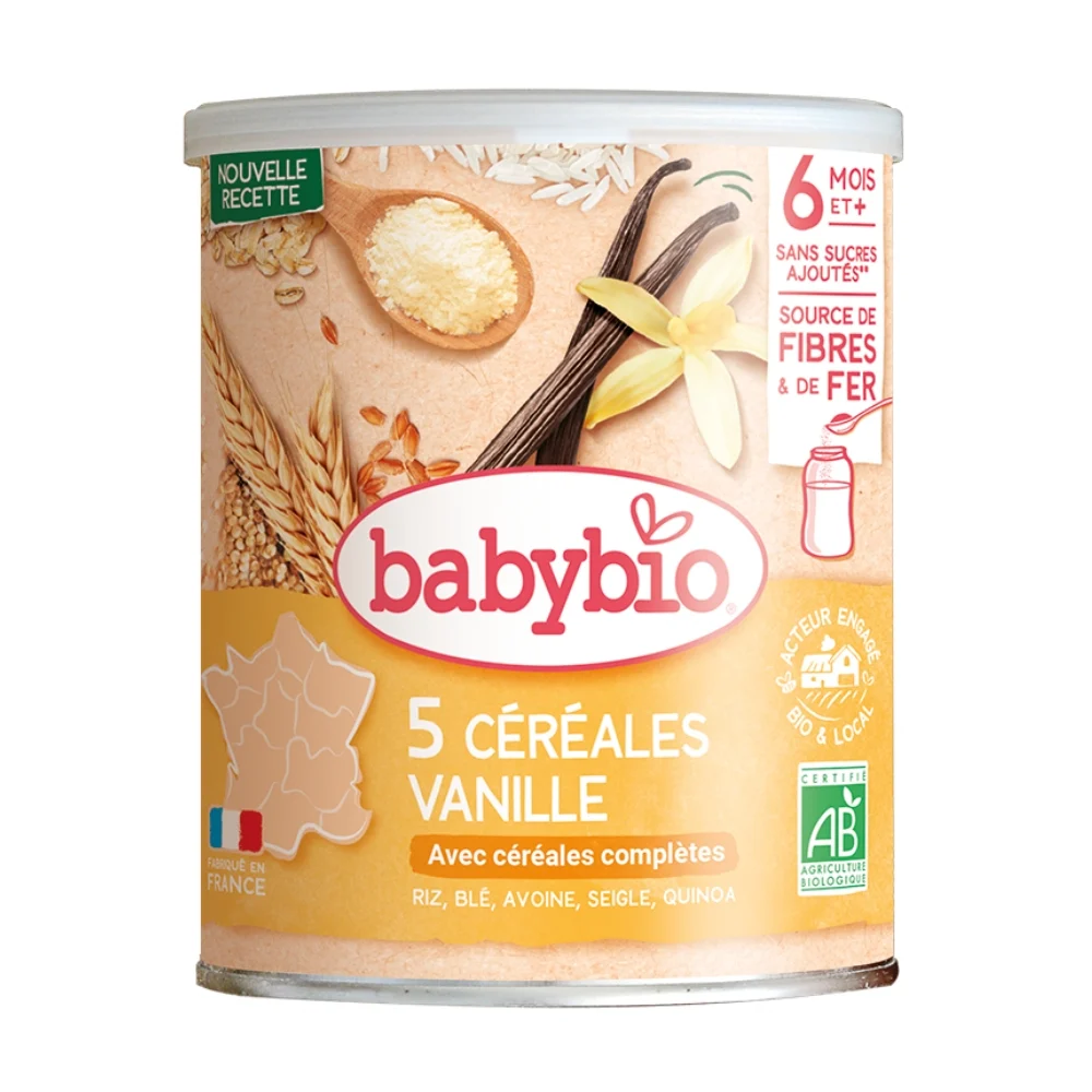 Babybio 5 Cereales A La Vanille Et Quinoa 6mois Bio 220g