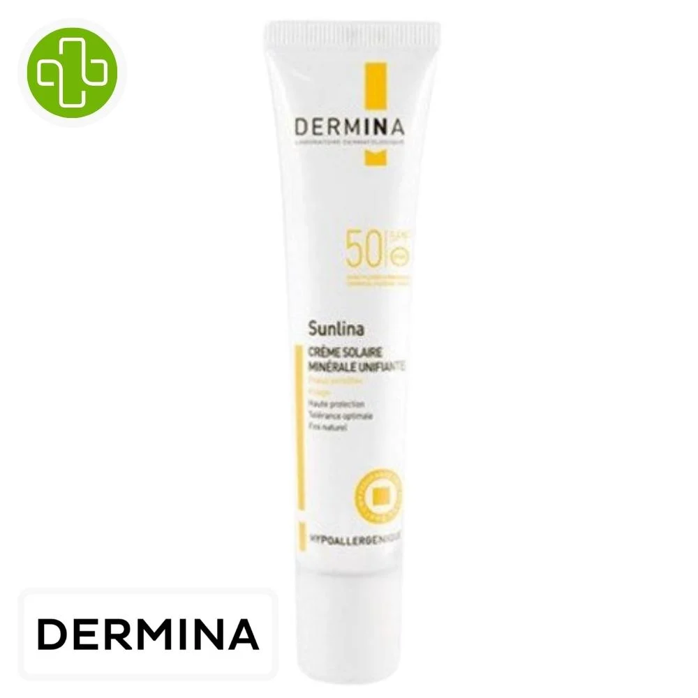Dermina Sunlina Creme Solaire Minerale Unifiante Teintee Spf50 40ml