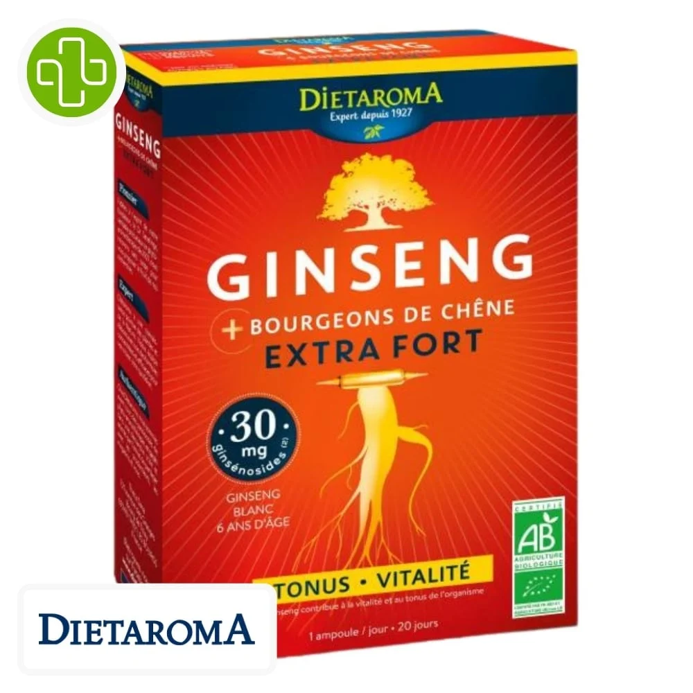 Dietaroma Ginseng Extra Fort Tonus Et Vitalite Ampoules Bio 20u