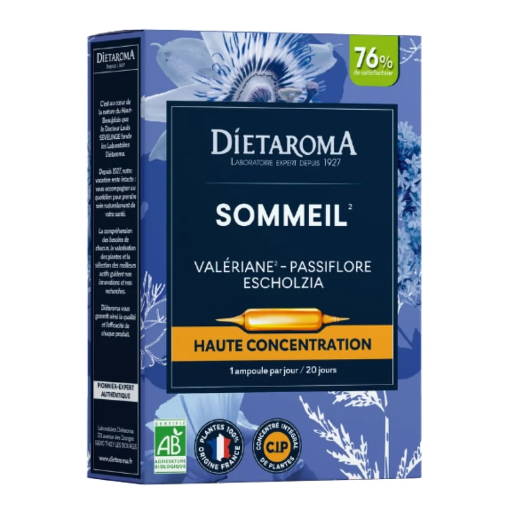 Dietaroma Sommeil Ampoules Haute Concentration Bio 20u