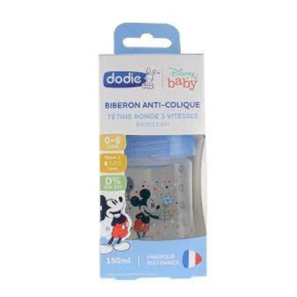 Dodie Biberon Anti Colique Mickey Bleu 0 6m 150ml
