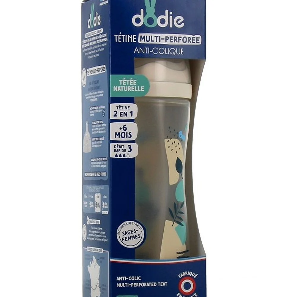 Dodie Biberon Multi Perfore Tetine Debit 3 Rose 6mois 330ml