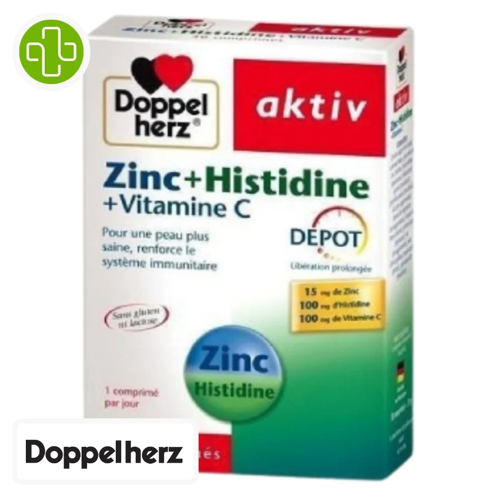 Doppel Herz Aktiv Zinc Histidine Vitamine C Depot Peau Saine Et Systeme Immunitaire 30 Comprimes