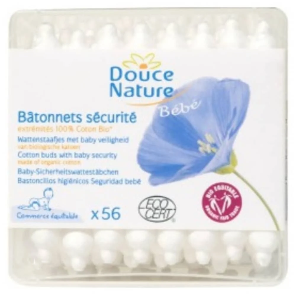 Douce Nature Bebe Batonnets Securite Coton Tiges Bio 56u