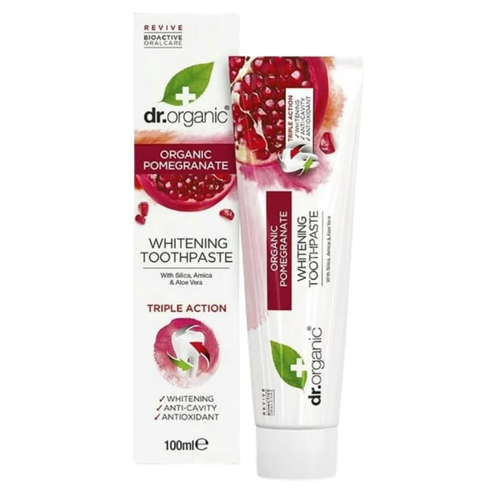Dr Organic Dentifrice Blanchissant Triple Action Grenade Bio 100ml