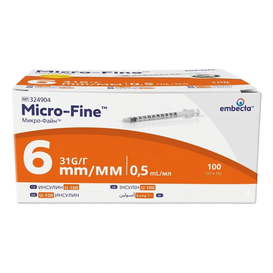 Embecta Micro Fine Plus Seringue A Insuline 05ml 31g 6mm 100 Boite
