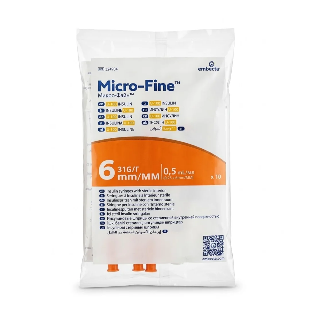 Embecta Micro Fine Plus Seringue A Insuline 05ml Sachets 10pcs