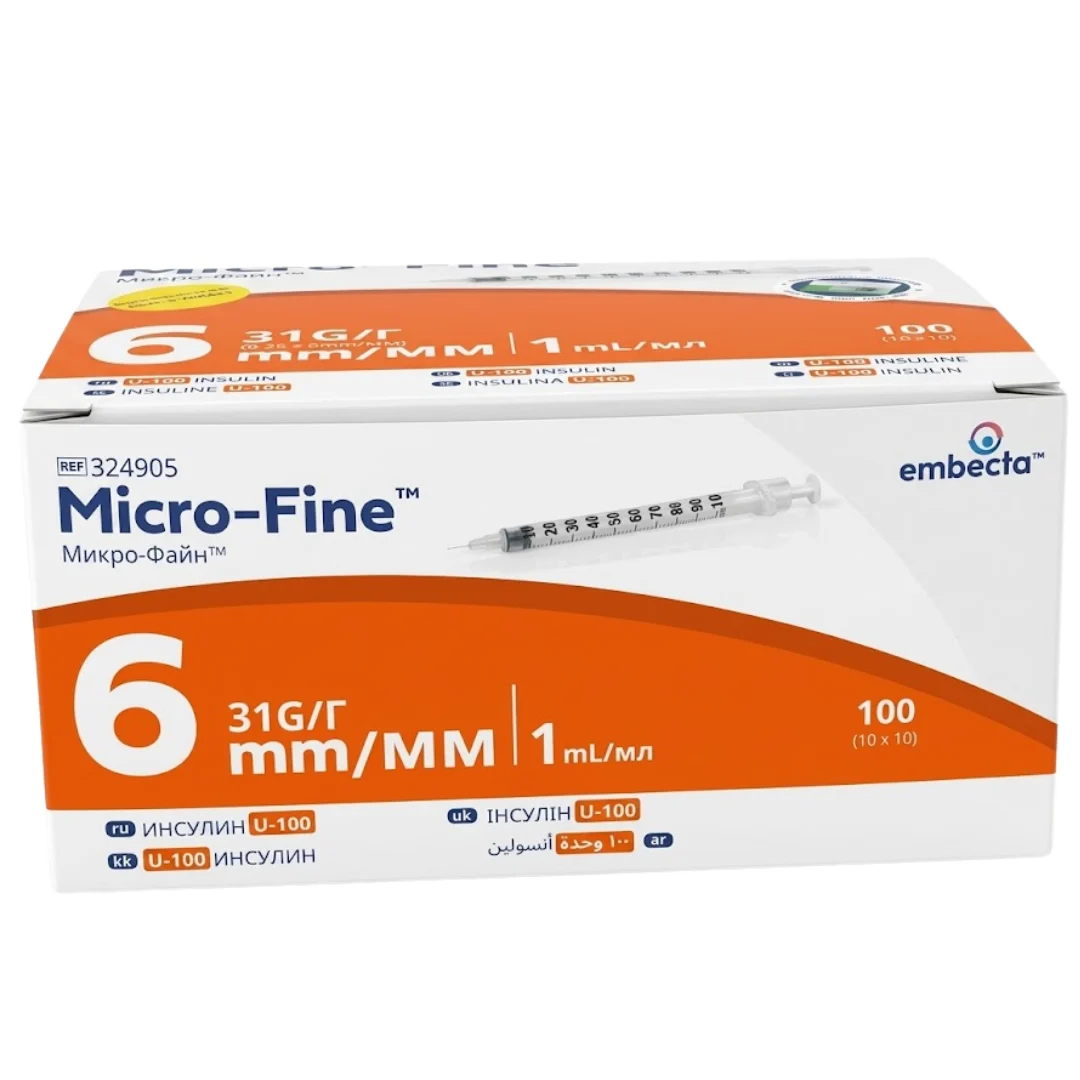 Embecta Micro Fine Plus Seringue A Insuline 1 Ml 31g 6mm 100 Boite