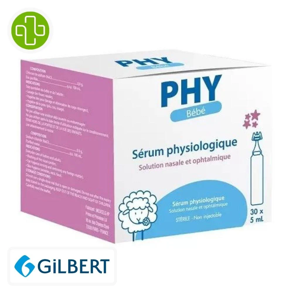 Gilbert Phy Bebe Serum Physiologique Solution Nasale Et Ophtalmique 30x5ml