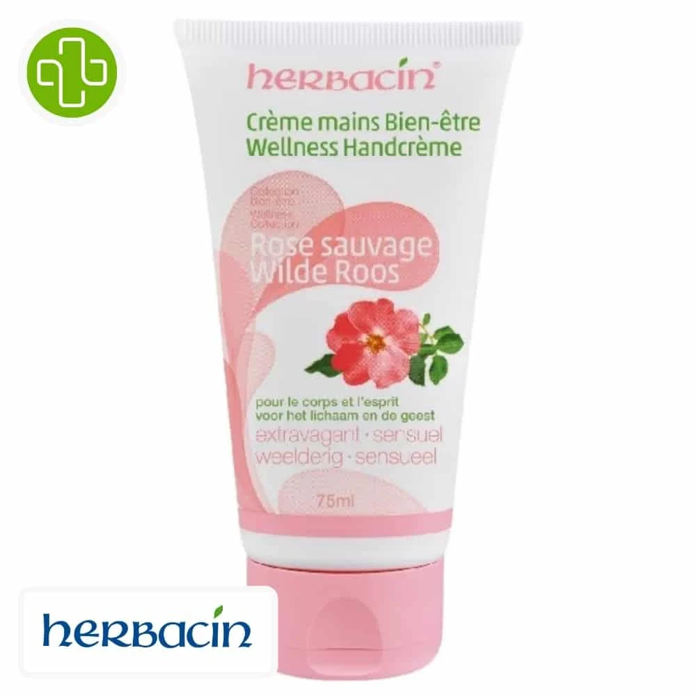 Herbacin Creme Mains Bien Etre Rose Sauvage 75ml