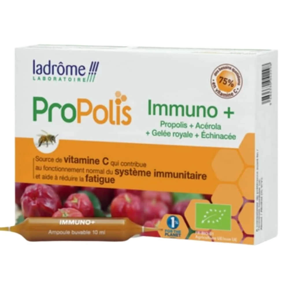 Ladrome Propolis Immuno Acerola Gelee Royale Et Echinacee Ampoules Bio 20u
