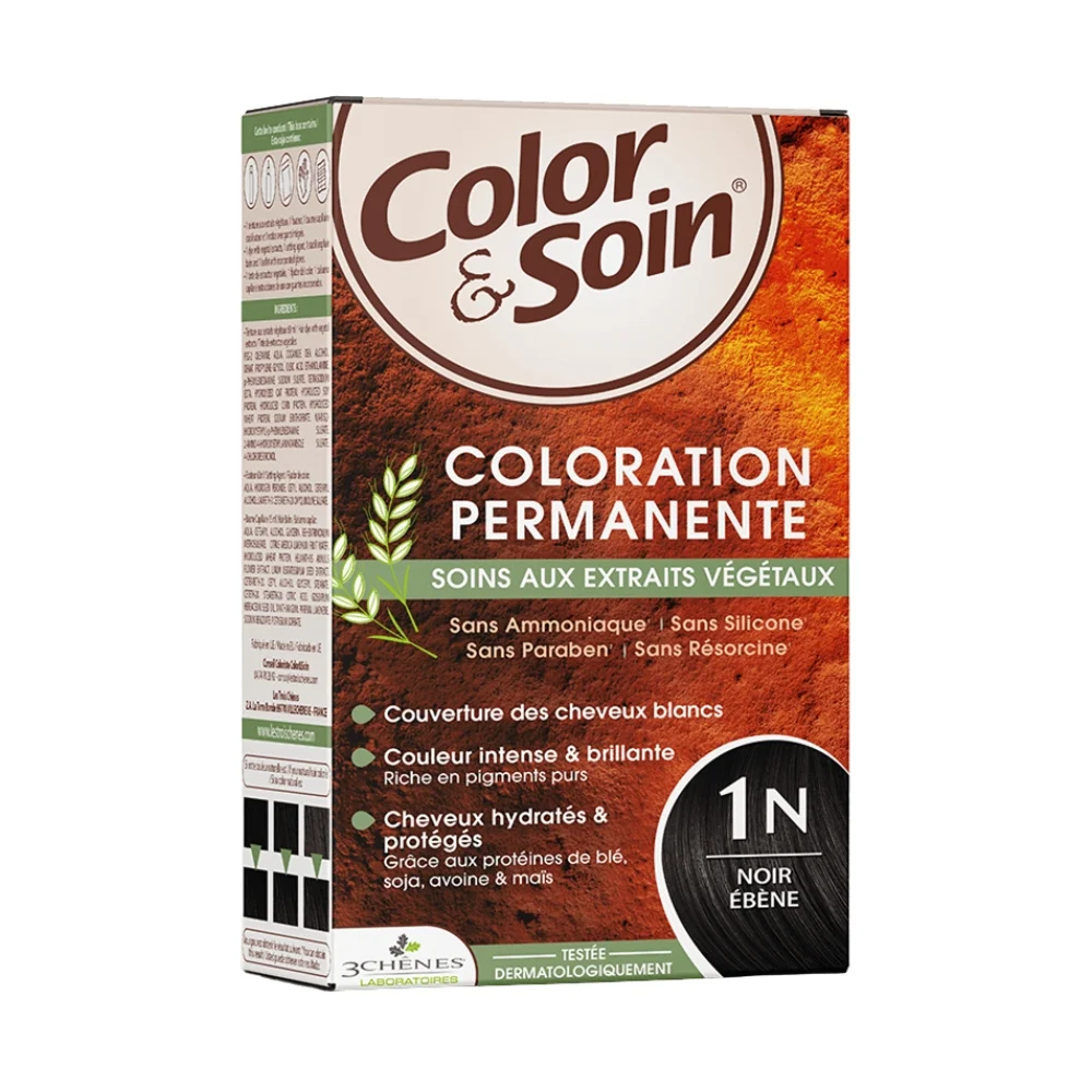 Les 3 Chenes Color Soin Coloration Cheveux Permanente Aux Extraits Vegetaux 1n Noir Ebene