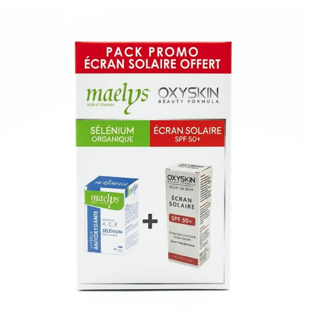 Maelys Selenium 60 Gelules Oxyskin Ecran Solaire Spf5050ml Pack