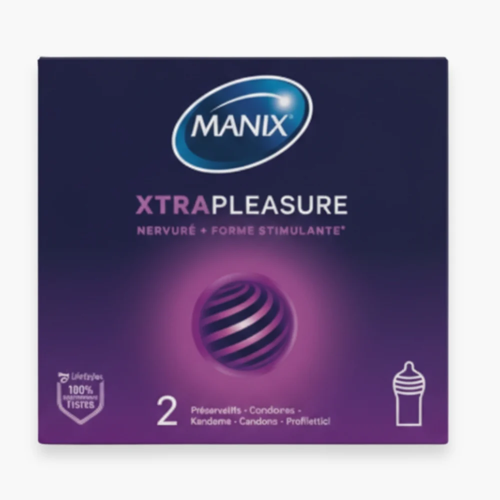 Manix Preservatif Xtra Pleasure Double Extase Nervure Forme Stimulante 2u