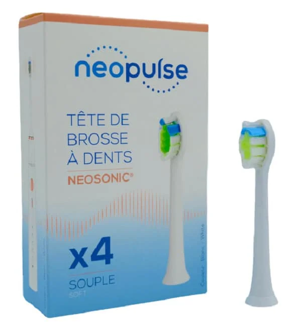 Neopulse Neosonic Tetes De Brosse A Dent Souple Blanc 4u