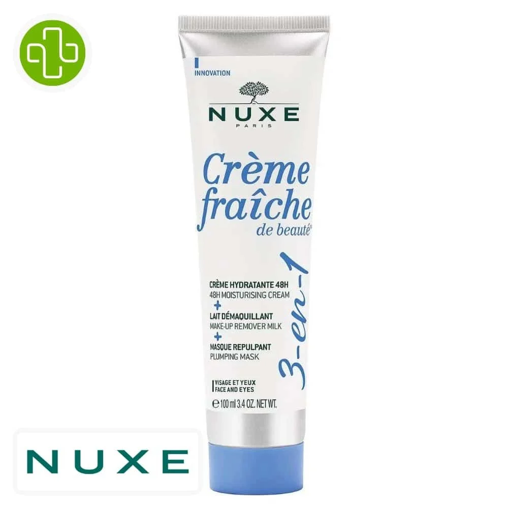 Nuxe Creme Fraiche De Beaute 3en1 Creme Hydratante Lait Demaquillant Et Masque Repulpant 100ml