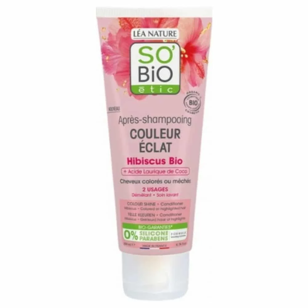 So Bio Apres Shampoing Couleur Eclat Hibiscus Bio Et Acide Laurique De Coco Bio 200ml