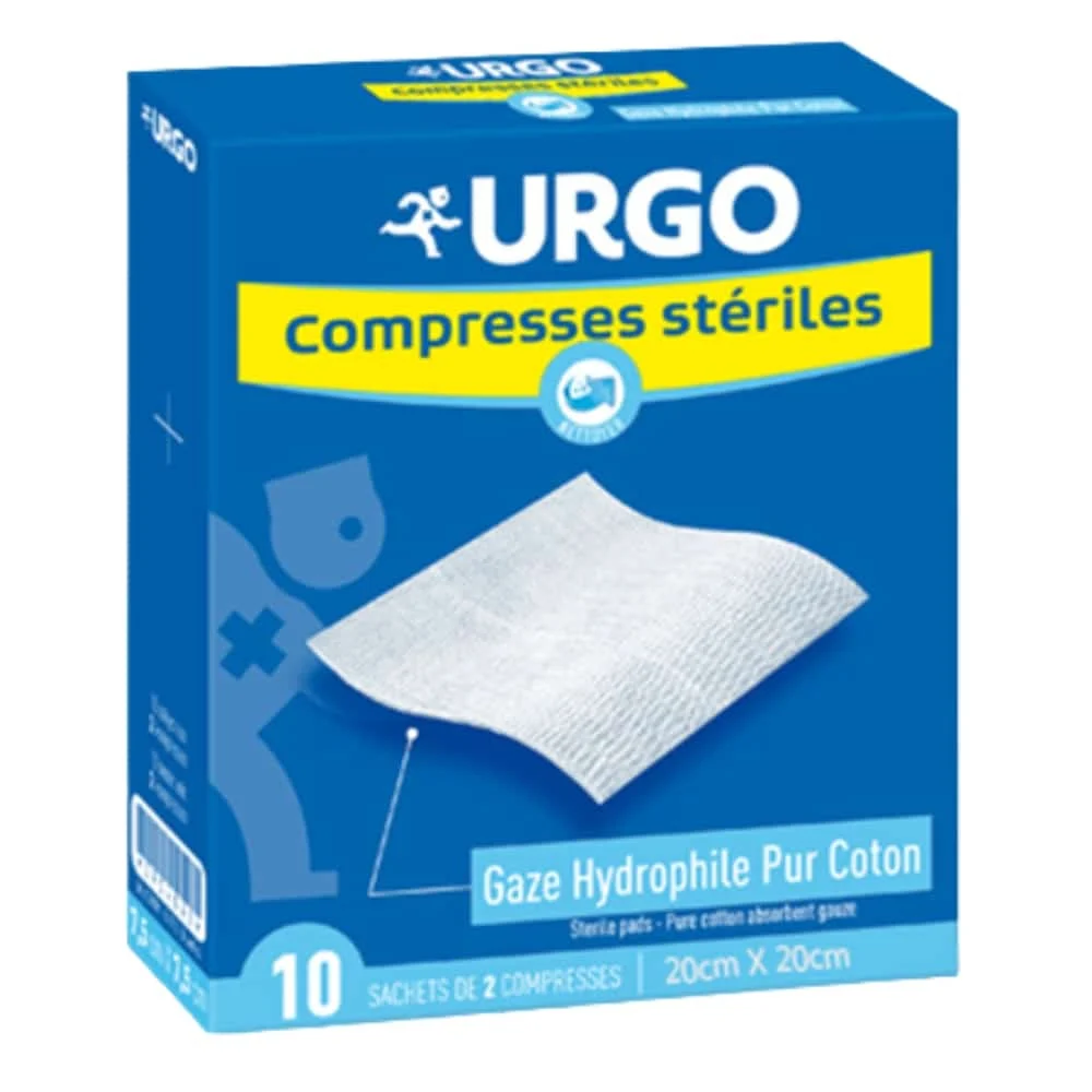 Urgo Compresses Steriles De Gaze Hydrophile Pur Coton 20x20cm 10x2u
