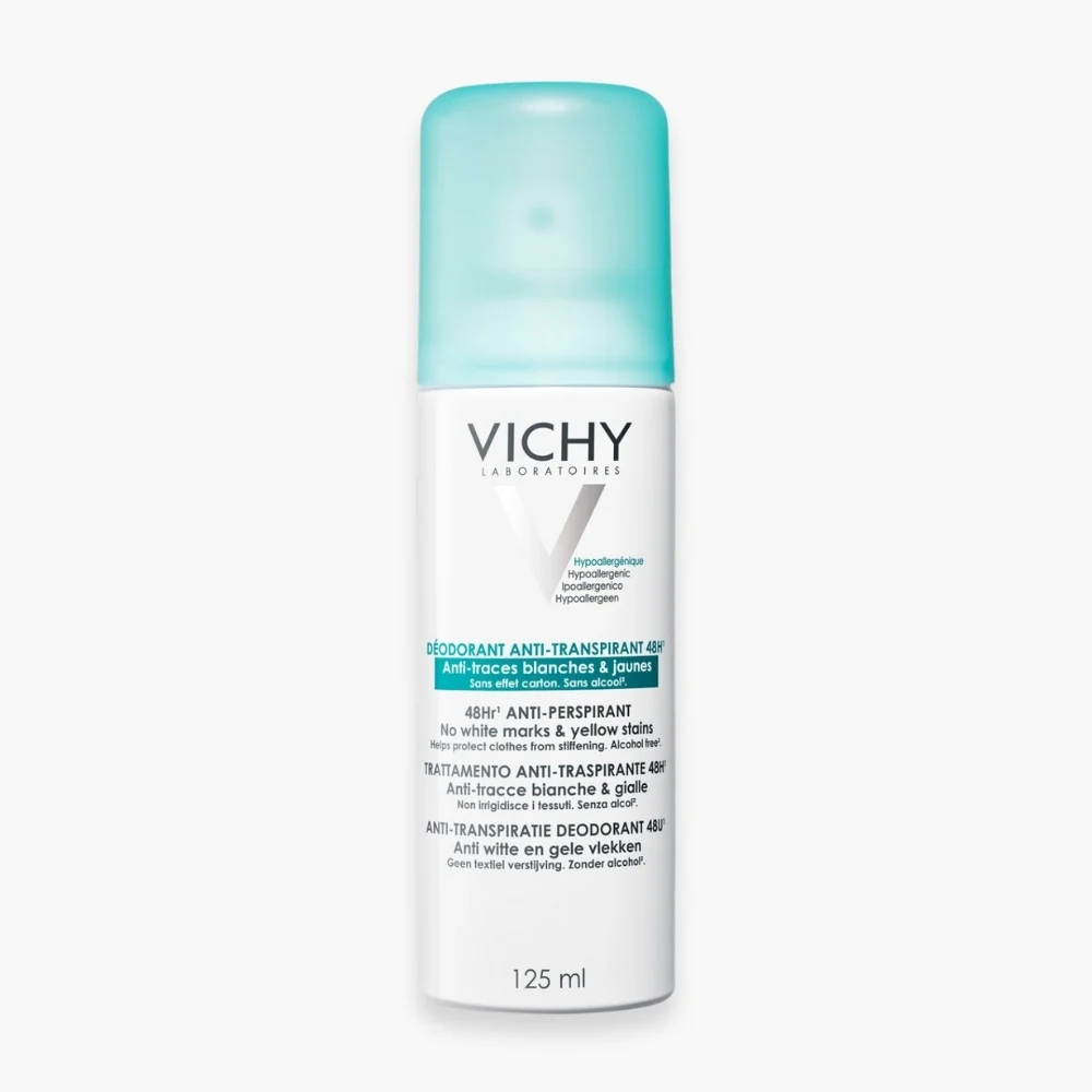 Vichy Deodorant Aerosol Anti Transpirant Anti Traces Blanches Et Jaunes 48h 125ml