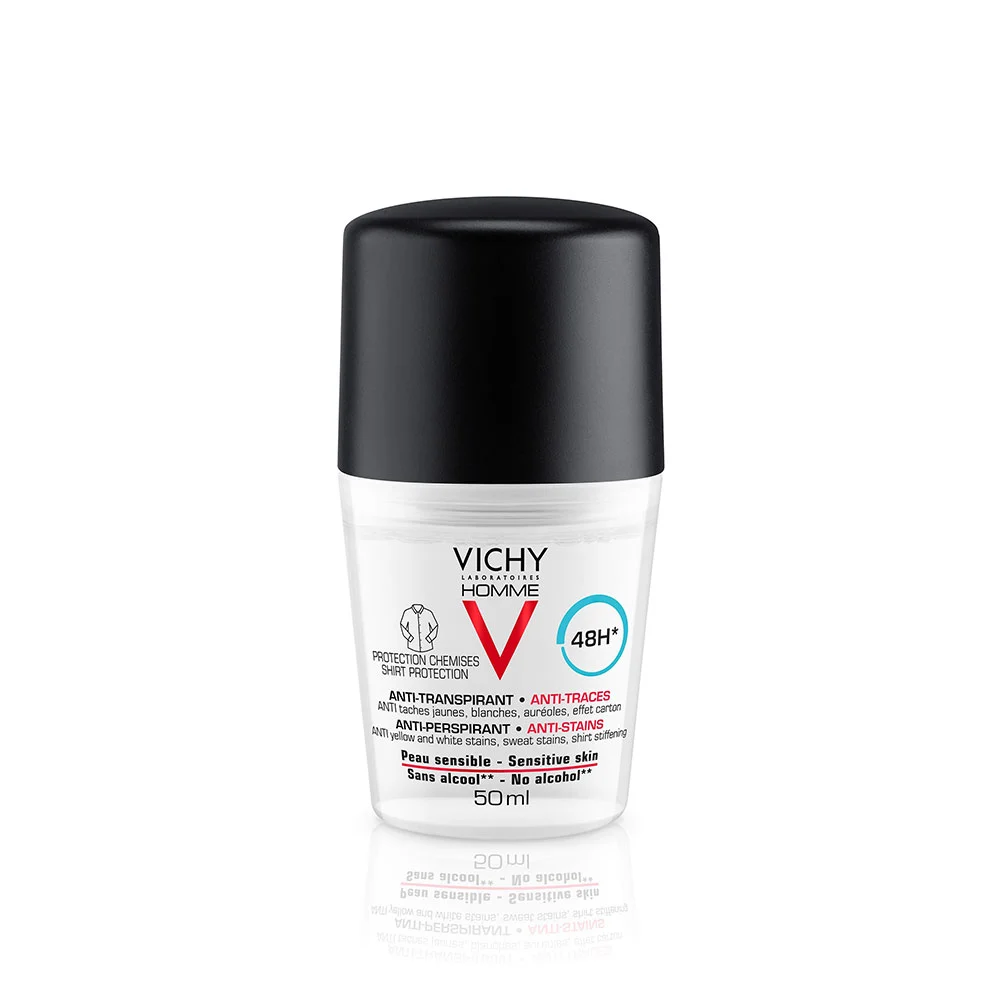 Vichy Homme Deodorant Bille Anti Traces 48h Protection Chemises Peau Sensible 50ml