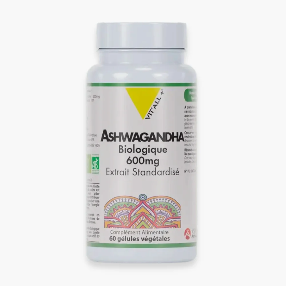 Vitall Ashwagandha Biologique 600mg Extrait Standardise 60 Gelules