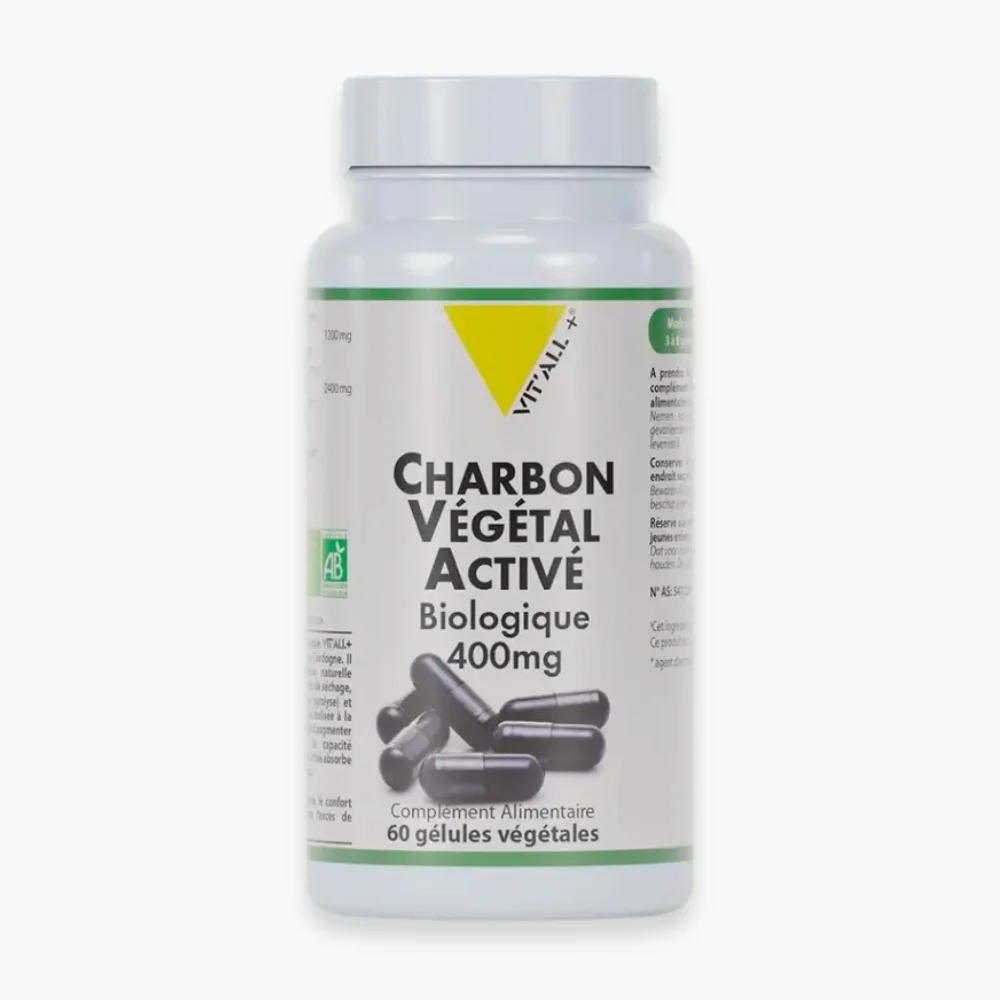 Vitall Charbon Vegetal Active Biologique 400mg 60 Gelules