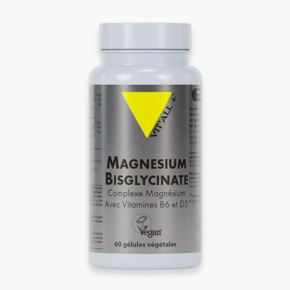 Vitall Magnesium Bisglycinate Vitamines B6 D3 60 Gelules