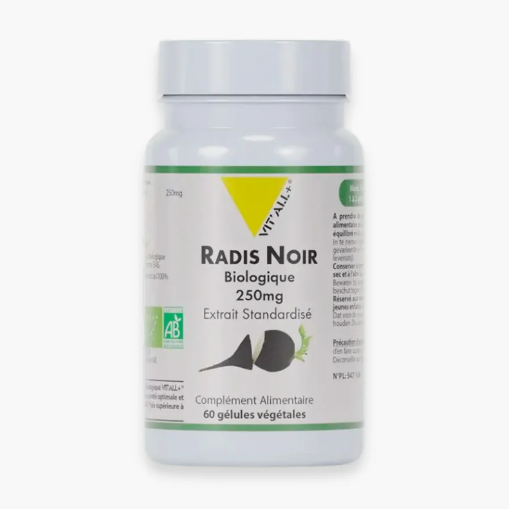 Vitall Radis Noir 250mg Biologique Extrait Standardise 60 Gelules