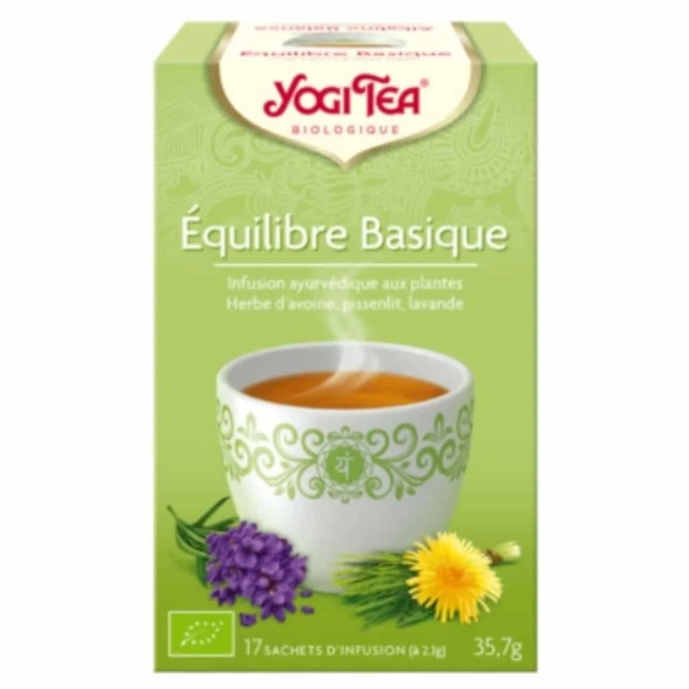 Yogi Tea Equilibre Basique Infusion Ayurvedique Herbes D Avoine Pissenlit Et Lavande Sachets Bio 17u