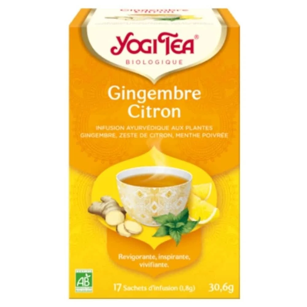 Yogi Tea Gingembre Citron Infusion Ayurvedique Gingembre Zeste De Menthe Poivree Sachets Bio 17u
