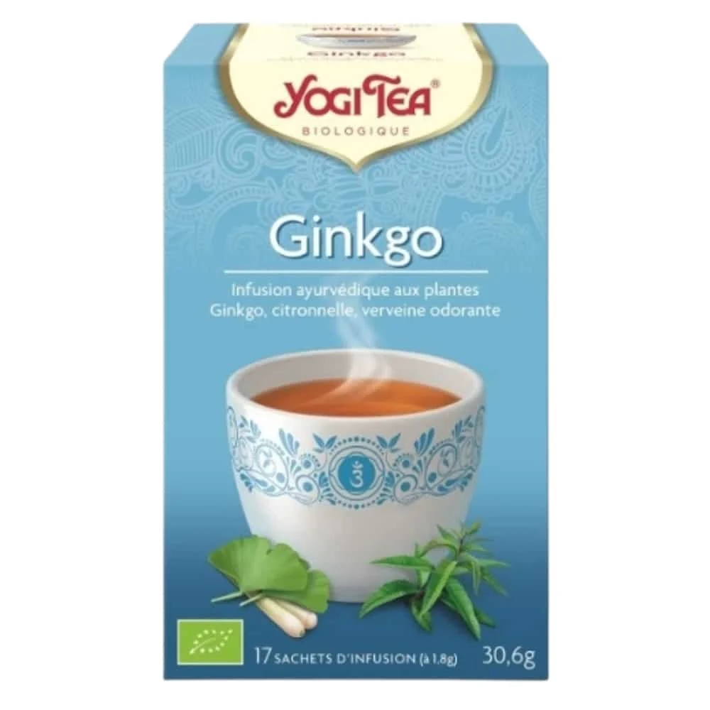 Yogi Tea Ginkgo Infusion Ayurvedique Ginkgo Citronnelle Et Verveine Odorante Sachets Bio 17u